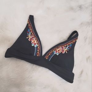 Johnny was embroidered bikini top